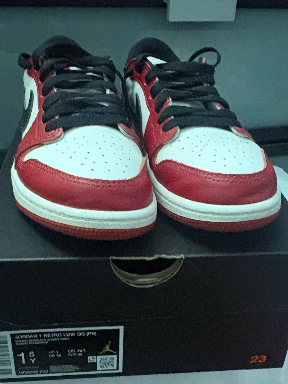 Kids Jordan Low Top Sneaker - White/Red/Black